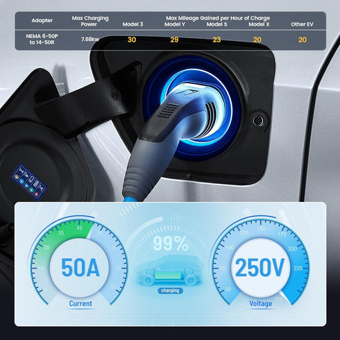 NEMA 6-50P to 14-50R EV Tesla Charger Adapter Cord, 240V 50 Amp 3 Prong Welder Plug to 4 Prong EV Charging Connector, Welder Welding Dryer EV Char...