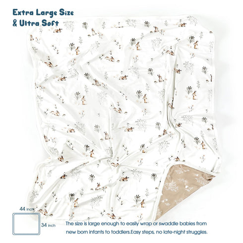 GRSSDER Baby Blankets Super Soft Stretchy Jersey Knit Swaddle Blanket for Girls and Boys, Double Layer Reversible Receiving Blankets 34 x 44, Extr...