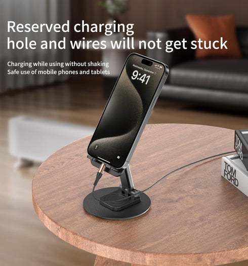 360 Degree Rotating Mobile Phone Holder,Fully Adjustable Foldable Desktop Phone Holder Stand Base,Foldable Desktop Cell Phone Stands for iPhone15 ...