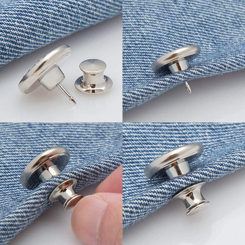 6PCS Perfect Fit Instant Button, Instant Buttons, Jean Replacement Buttons Removable Button No Sew Buttons to Extend or Reduce an Inch to Any Pant...