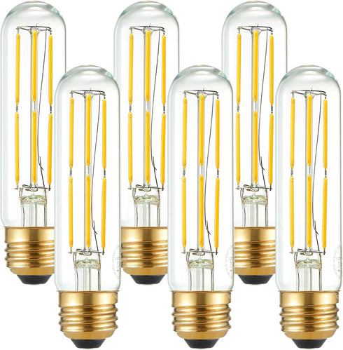 LiteHistory Tubular Light Bulb 6W Equal E26 LED Bulb 60 Watt dimmable Neutral White 4000K E26 Edison Bulb AC120V 600lm T9 T10 LED Bulb for Rustic ...