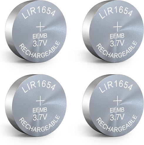 EEMB 4PACK LIR1654 Rechargeable Battery 3.7V Lithium-ion Button Batteries Coin Cell Battery for Earphone Wearable Device Watch...
