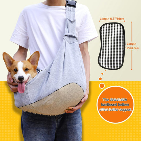 Dog Sling Cat Sling Carrier with Bottom Support, Kanemc Hands Free Sling Bag for 12Lbs Short Dog Small Puppy 16Lbs Clingy Cat Pets, Lightweight & ...
