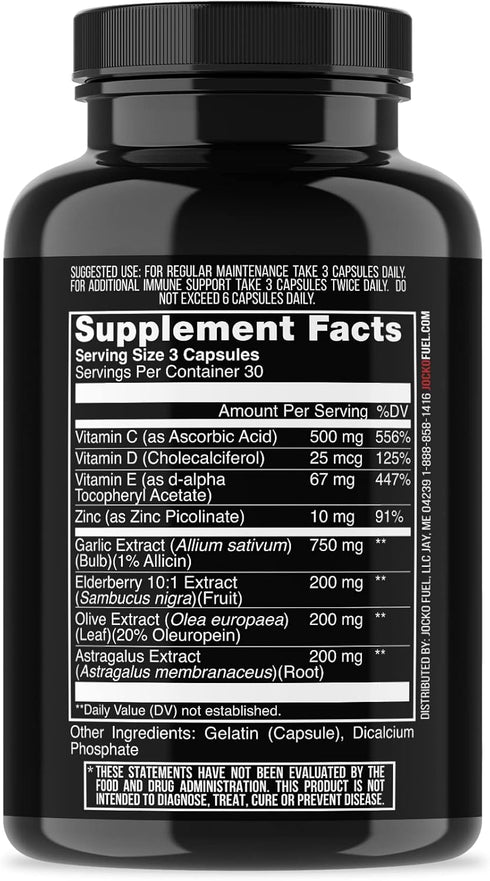 Jocko Fuel Immune Support Supplement - Elderberry with Zinc & Vitamin C for Adults - Immune Defense with Vitamin C, D3, Superfoods, Herbs, & Miner...