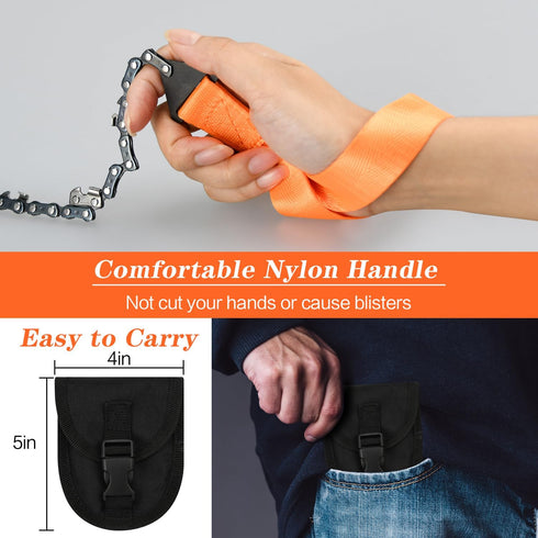 Pocket Chainsaw, 24in/36in Pocket Rope Saw, Folding Chain Hand Saw with Carry Pouch, for Outdoor Survival Camping, Hunting, Hiking, Cutting Wood(2...