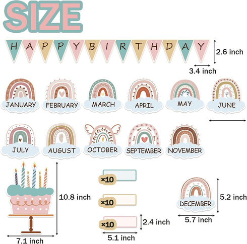 Boho Bulletin Board Decorations Set Classroom Decor Boho Rainbow Birthday Chart Bulletin Board Decorations Wall Decoration Cutouts for School Bull...