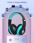 Kids Bluetooth Headphones, Colorful Wireless Over Ear Headset with LED Lights, Built-in Mic, 45H Playtime, 85dB/94dB Volume Limited Headphones for...