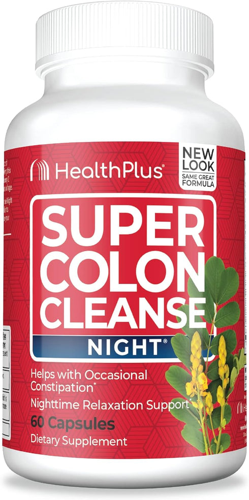 Health Plus Super Colon Cleanse Night Formula Digestive Support | Constipation Relief to Reduce Bloating with Probiotics and Valerian Root for Sle...
