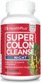 Health Plus Super Colon Cleanse Night Formula Digestive Support | Constipation Relief to Reduce Bloating with Probiotics and Valerian Root for Sle...