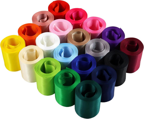 2 Inch Wide Solid Color Double Sided Polyester Satin Ribbon 20 Colors X 2 Yard Each Total 40 Yds Per Package...
