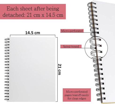 Elan Sketch Book A5, 80 Sheets Italian 120gsm Paper, A5 Sketchbook Spiral Bound Made for Artists, A5 Art Book, Sketching Pad A5, Lightweight Drawi...