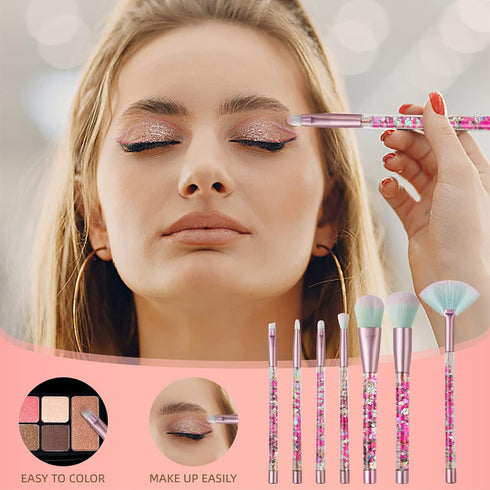 Makeup Brush set Unicorn Elf,Glitter Unicorn Foundation Sparkles Cute Fan Powder Blush Lip Highlight Eye shadow Eyebrow Makeup Brushes Set with Li...