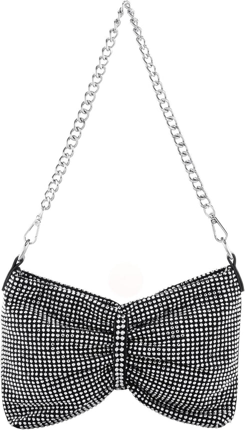 Ayliss Women Rhinestone Handbag Clutch Crystal Mini Bowknot Evening Purse Bag Top Handle Shoulder Party Bag Pouch Chain...