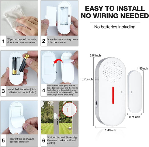 Door Window Alarm,110DB Door Alarms for Kids Safety, Wireless Sensor Door Window Burglar Alarm-Window Pool Alarms for Home (5PCS)...