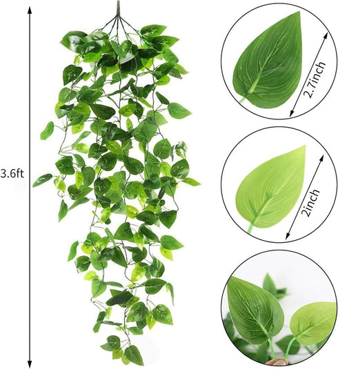 CEWOR 2pcs Fake Hanging Plants 3.6ft Fake Ivy Vine Artificial Ivy Leaves for Wedding Wall House Room Patio Indoor Outdoor Home Shelf Office Decor ...