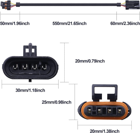 HiSport 4 Pin 4-Way 4 Wire Connector 24" Harness 2 PCS for O2 Sensor Compatible with Camaro Firebird Corvette Ls1 Ls6 Lt4 O2...