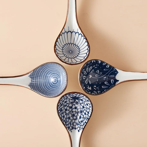 Asian Soup Spoons Set, Ceramic Soup Spoon Japanese Pho Miso Ramen Curries Spoons,Chinese Large Spoons Soup for Woton Noodles Dumpling Rice, Korean...