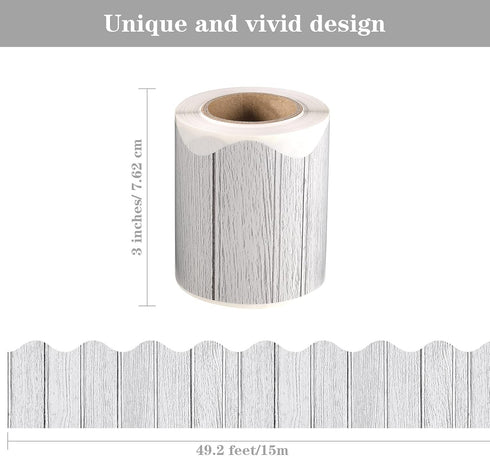 Self Adhesive Wood Bulletin Board Borders Rustic Classroom Bulletin Border Trim for School Home Decoration,49.2 Feet (White)...