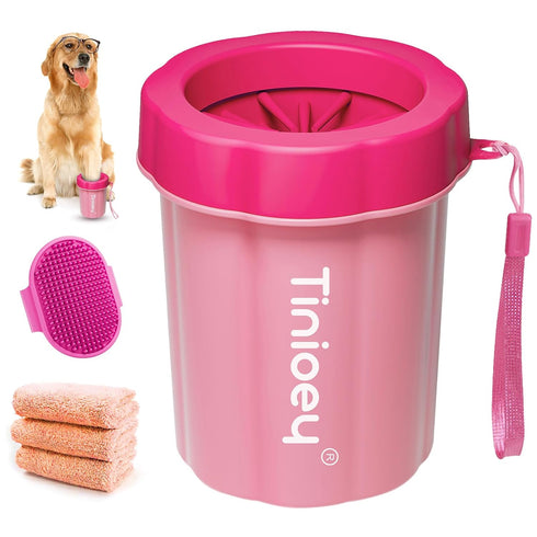 Dog Paw Cleaner for Medium Dogs (with 3 Absorbent Towels), Dog Paw Washer, Muddy Paw Cleaner, Pet Foot Cleaner (Medium, Red)...