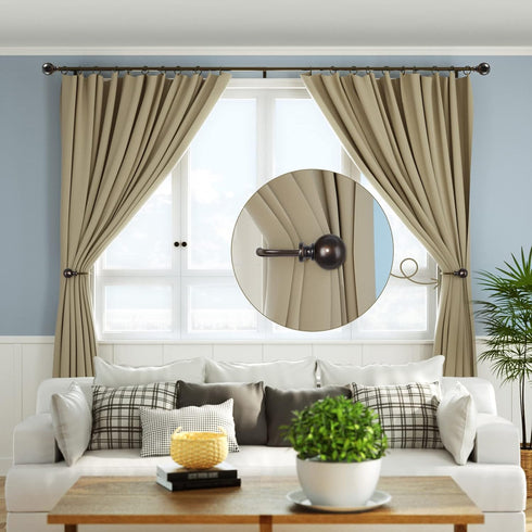 KAMANINA Decorative Curtain Drapery Holdbacks, Bronze Round Finials Window Curtain Holdbacks(1 Pair/2 Pack, Small)...