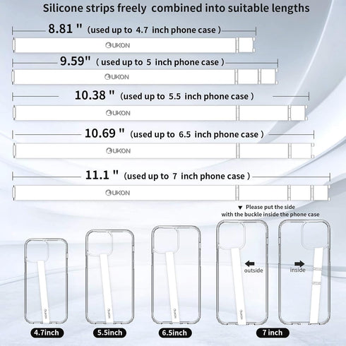UKON Silicone Phone Grip,2 PCS Phone Strap Reusable Finger Holder with Three Short Silicone Strips DIY Combination to Fit 4.5"-7.5" Phone Case for...