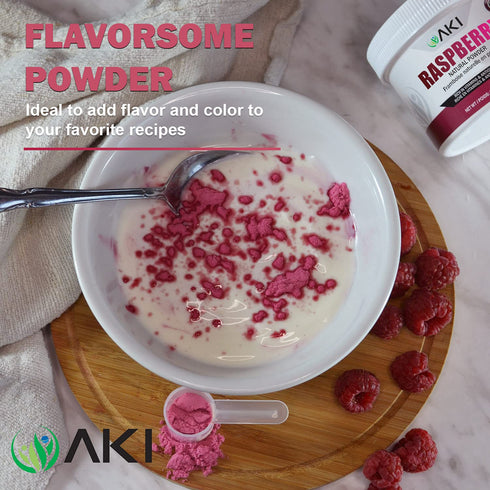 AKI Dried Sugar-Free Raspberry Powder - Ideal for Baking, Flavoring, Smoothie, Popsicles, Yogurt, Recipes with Raspberries (5.29oz/150g)...