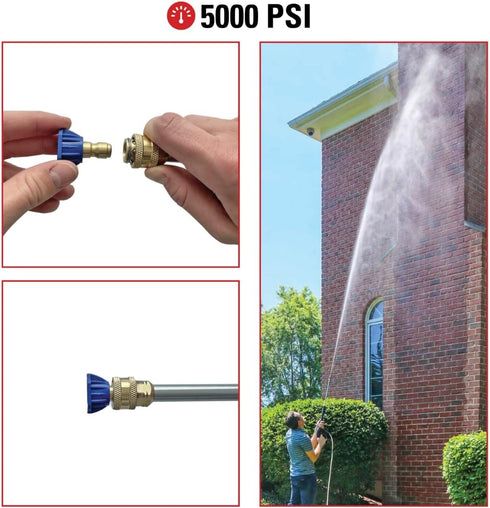 Simpson Cleaning 80177 5000 PSI Universal Second Story High Reach Pressure Washer Nozzle Kit, Soap and Rinse, 1/4-Inch Quick Connect, Cold-Water U...