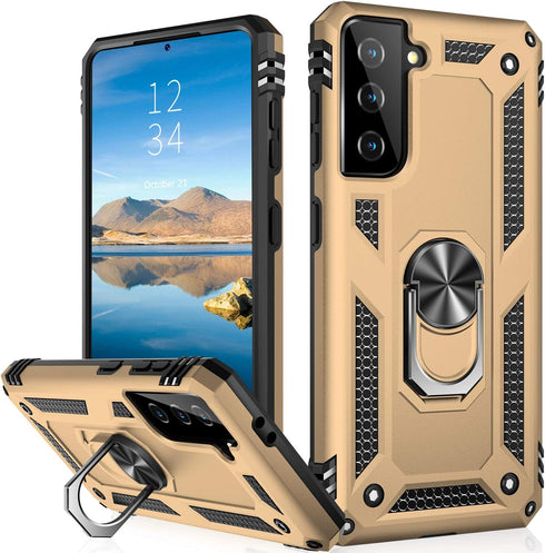 IKAZZ for Galaxy S21 Case,Military Grade Shockproof Heavy Duty Protective Phone Cover Pass 16ft Drop Test with Magnetic Kickstand Car Mount Holder...