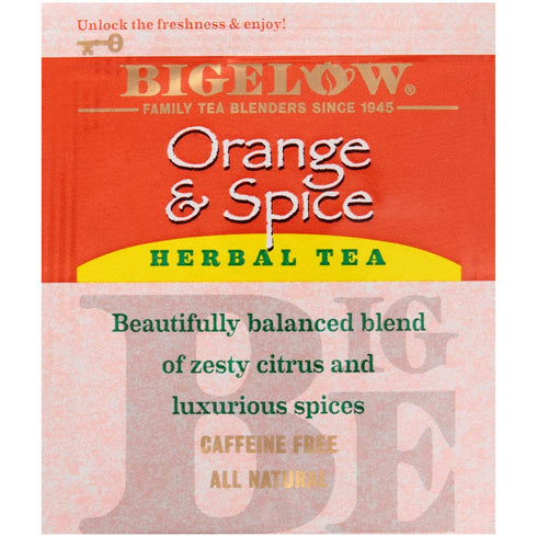Bigelow Orange & Spice Herbal Tea 28-Count Box (Pack of 1) Caffeine-Free Soothing Herbal Tea Sweetly Citrus-y Tea with an Herbal Twist...