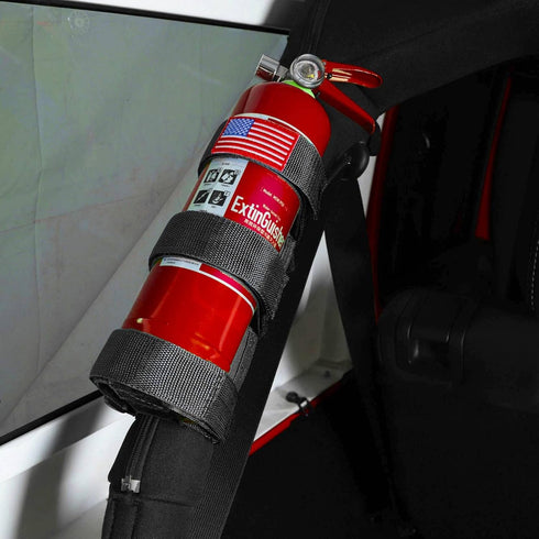 Adjustable Roll Bar Fire Extinguisher Mount Holder 3 lb for Jeep Wrangler Unlimited CJ YJ LJ TJ JK JKU JL JLU 4XE,Black with USA Flag Pattern...