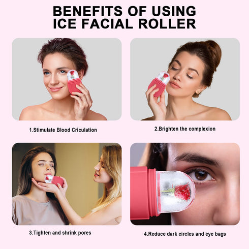 Ice Roller For Face and Eye, Ice Facial Roller Massage guasha Shrink Pore Skin Care Tools, Reusable Ice Stick Remove Dark Circle, Ice Face Mold Sp...
