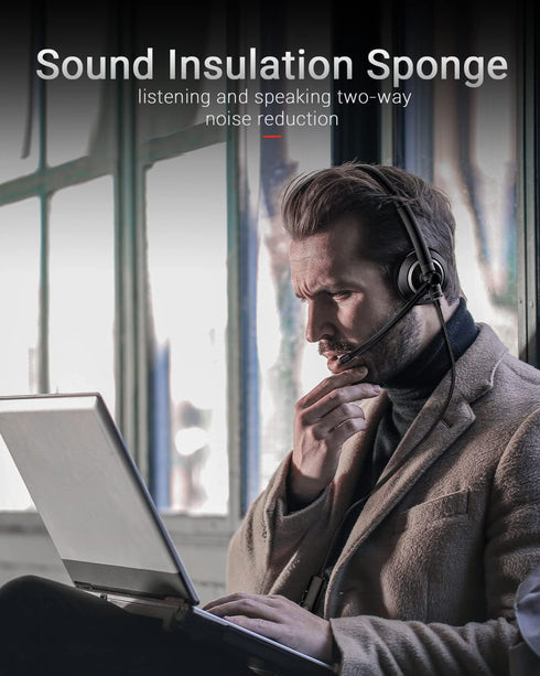 Wired Headset with Microphone for PC Laptop - 3.5mm Jack On Ear Headphones with Noise Cancelling Microphone for Boom Skype Webinars, in-line Contr...