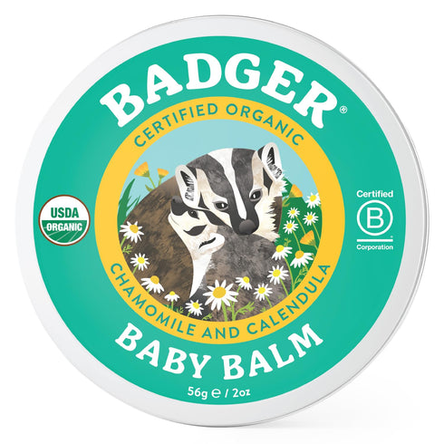 Badger Baby Balm w Chamomile Calendula, All Organic Baby Moisturizer for Cradle Cap Diaper Rash, Soothing Nourishing Gentle Baby Skin Care, Concen...