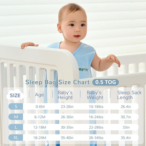 JELLYMONI Baby Sleep Sack 6-12 Months 100% Cotton Wearable Blanket, 0.5 TOG Soft Lightweight Toddler Sleeping Sack 2 Pack 2-Way Zipper Newborn Sle...