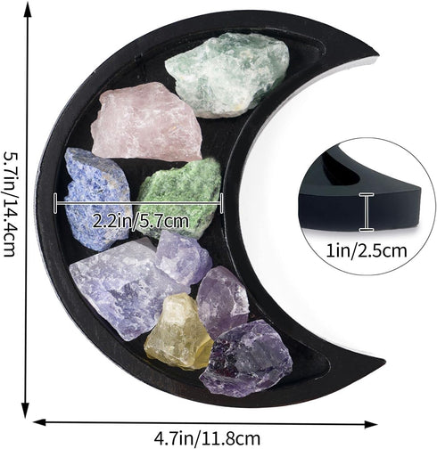Black Moon Tray for Crystal Holder Decorative Boho Bedroom Table Decor - Housewarming Gifts for Women Female Best Friend Sister Spiritual Gifts fo...