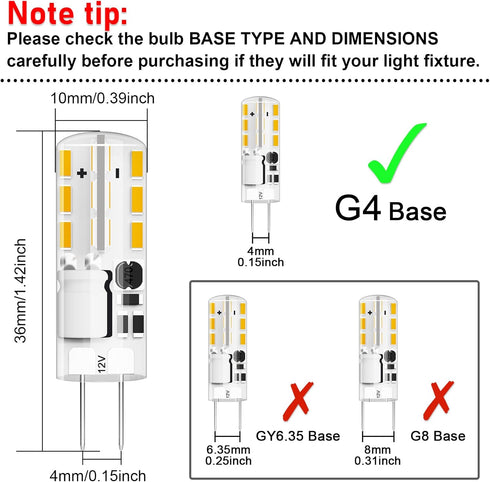 G4 LED Bulb JC Type Bi-Pin Base Bulb 1.5W AC/DC 12V 10W T3 Halogen Bulb Replacement for Landscape Lighting, Under Cabinet Puck Light, Chandeliers,...