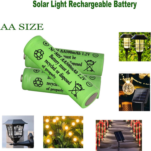 16 Packs AA 500mah Solar Lights Batteries,1.2V Ni-MH Rechargeable Double A Battery for Outdoor Solar Lights, String Lights, Pathway Lights...