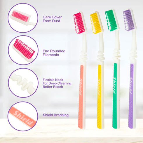 Flex Manual Toothbrush Value Pack, Full Multi-Level Filaments, Medium Bristles for Deep Cleaning, Ideal for Adults - 4 Count (Pack of 1)...