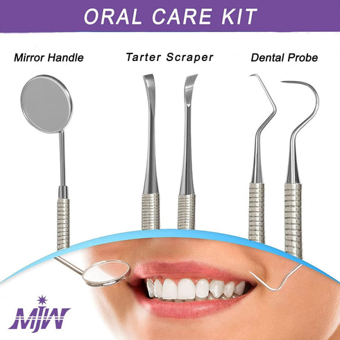 Dental Tools, 3 Pcs Dental Hygiene Cleaning Kit, Plaque Remover for Teeth, Stainless Steel Oral Care Cleaning Tools Set with Mouth Mirror, Tartar ...