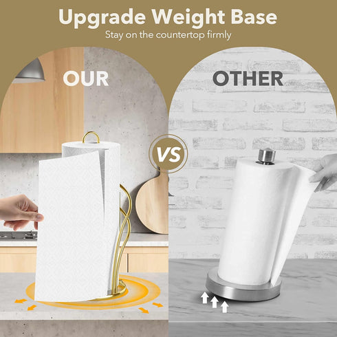 Paper Towel Holder Countertop, Stainless Steel Paper Towel Roll Holder and Paper Napkinholder Set, Standing Paper Towel Roll Holder Stand with Wei...