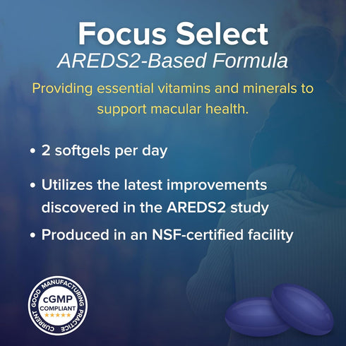 Focus Select AREDS2 Based Eye Vitamin-Mineral Supplement - AREDS2 Based Supplement for Eyes (60 ct. 30 Day Supply) - AREDS2 Based Low Zinc Formula...