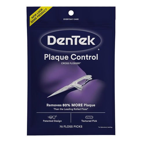 DenTek Cross Flosser Plaque Control Floss Picks, X-Shaped Floss, 75 count...