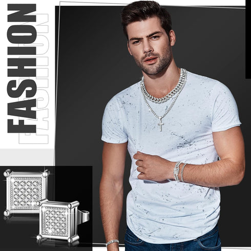 Yinkin 6 Pcs Tennis Necklaces Diamond Chain for Woman Men Link Chain Jewelry Set with Rhinestone Necklace Bracelet Earrings...