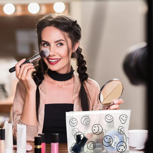 50 Pcs Clear Zipper Pouches Clear Makeup Pouches Toiletry Bags Leakproof PE Pouch with Zipper Transparent Plastic Travel Cosmetic Bags for Women M...