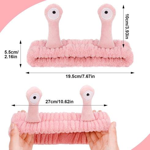 4 Packs Snail Head Bands, Headband for Washing Face, Snail Spa Hair Bands Skincare Makeup Headbands Women Cartoon Cute Coral Fleece Elastic Headba...