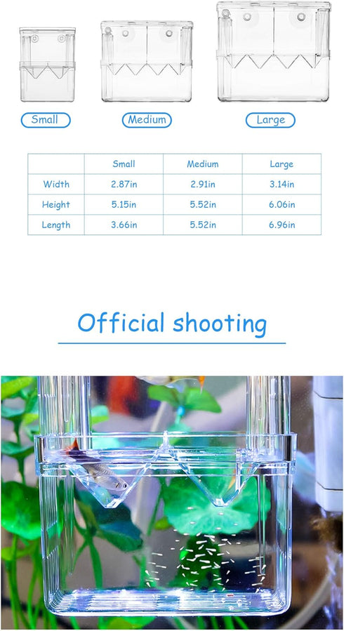 Fish Breeding Box Aquarium Fish Tank Hatchery Incubator Breeder Box Fish Breeding Tanks Acrylic White Breeder Isolation Divider Hatching Boxes wit...