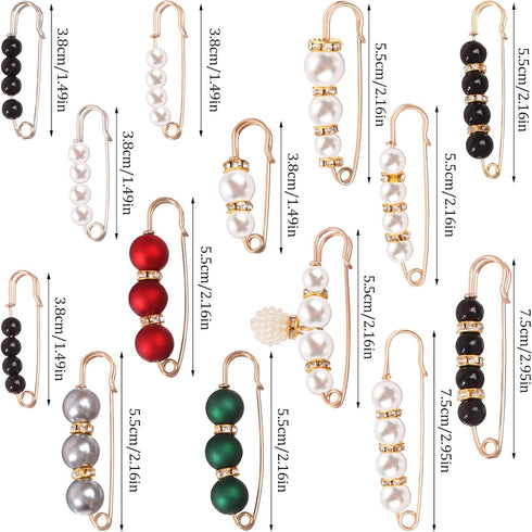 14 Pieces Pearl Scarf Brooch Pin Assorted Muslim Scarf Hijab Clips Small Brooch Set Metal Clips for Headscarf Shawl Muslim Women Scarves Hijab Saf...