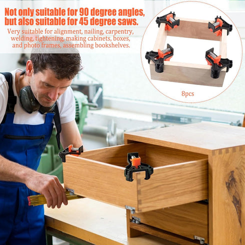 90 Degree Angle Clamps Corner Clamps for Woodworking 8pcs ABS Adjustable Swing Corner Clip Fixer Wood Clamps for Drilling Making Claw Clamps for C...