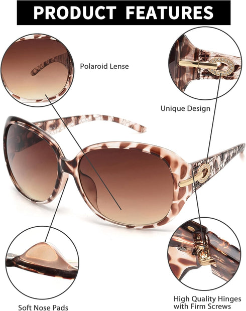 JM Polarized Sunglasses, Womens Trendy Oversized Big Large Driving Sun Glasses, Sensitive Eyes UV Protection Sunnies Tortoise...