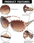 JM Polarized Sunglasses, Womens Trendy Oversized Big Large Driving Sun Glasses, Sensitive Eyes UV Protection Sunnies Tortoise...
